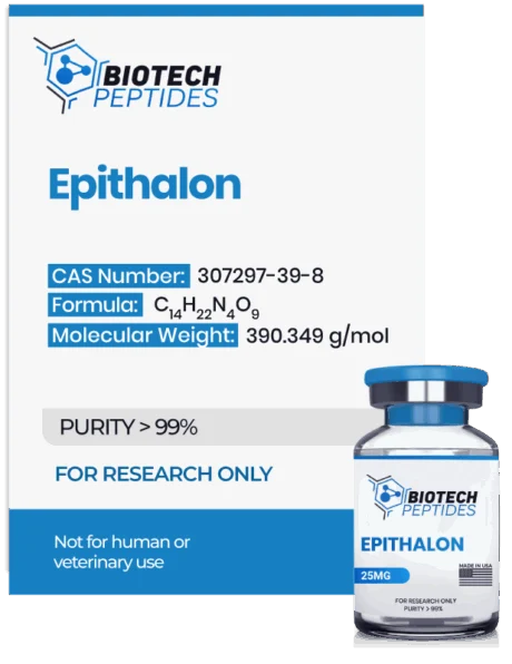 Epithalon peptide research vial for cellular biology and molecular studies
