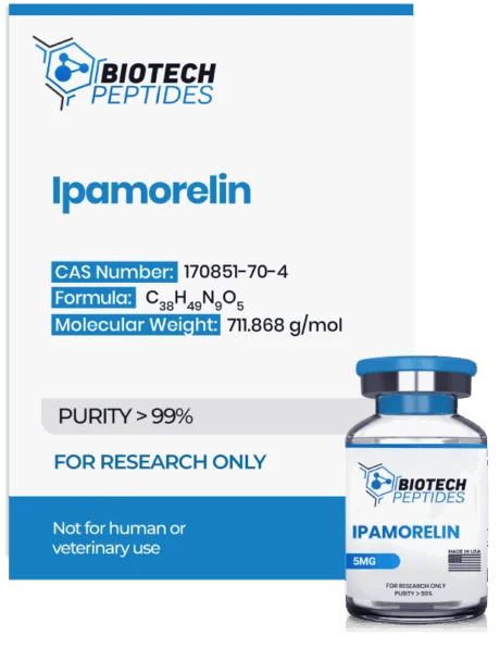 Ipamorelin peptide research vial for growth hormone and endocrine studies