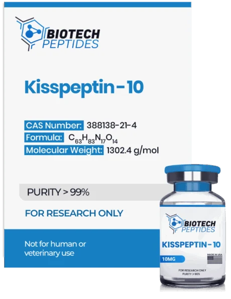 KISSPEPTIN-10 (Fragment) peptide vial with high purity for laboratory and scientific research applications.