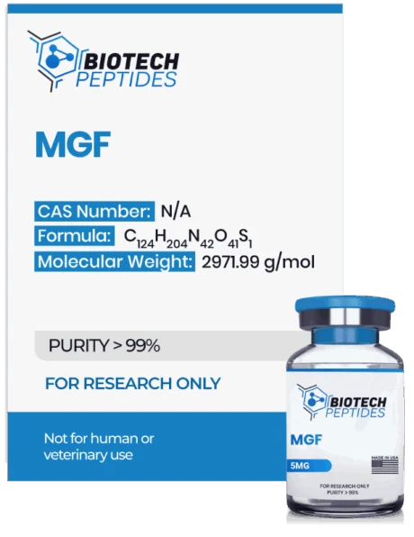 MGF peptide vial for muscle recovery and performance support