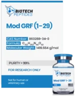 CJC 1295 NO DAC peptide vial with high purity for laboratory and scientific research applications.