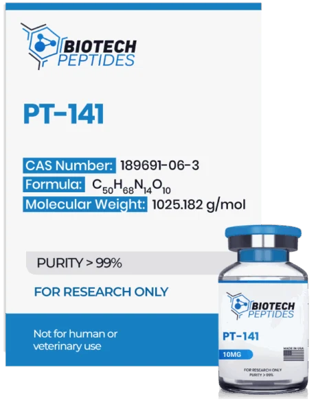 PT-141 peptide research vial for receptor signaling and neurobiology studies